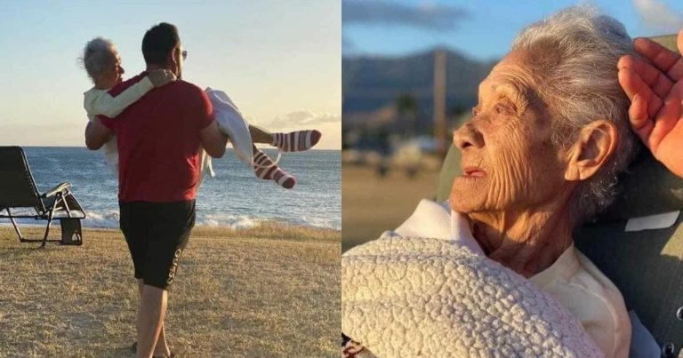 Νεαρός οδηγεί την 98χρονη γιαγιά του να απολαύσει την ομορφιά του ηλιοβασιλέματος.