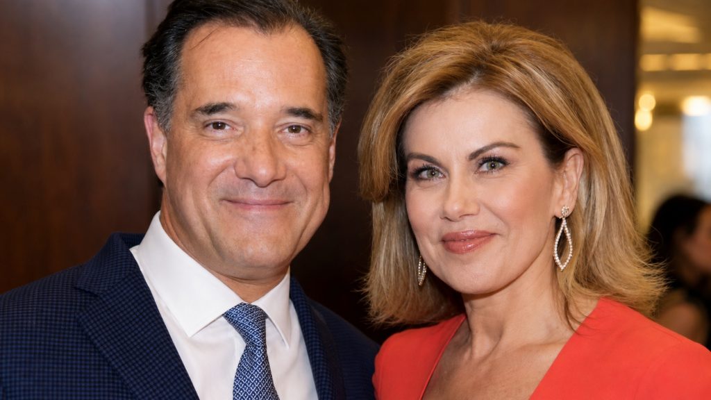 Η Ευγενία Μανωλίδου σε μια σπάνια φωτογραφία με την κόρη της, Θεοδώρα, και τον Άδωνι Γεωργιάδη