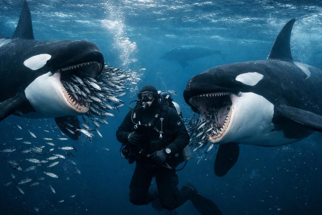 Σπάνια συνάντηση δύτη με φάλαινες στη Νορβηγία χωρίς απρόοπτα