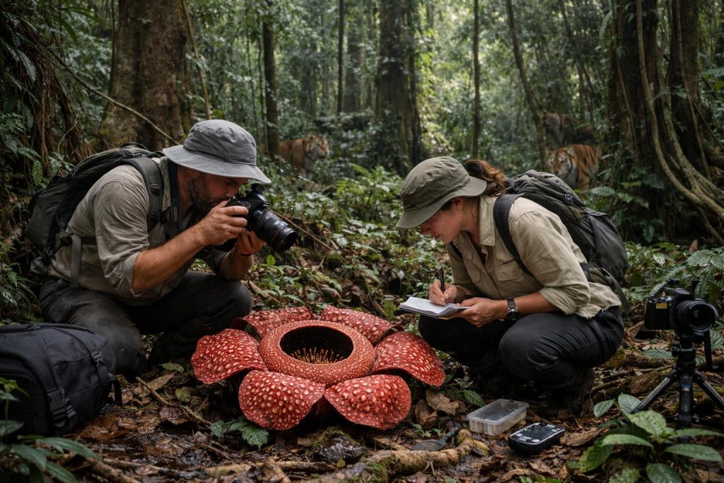 Επιστήμονες ανακάλυψαν το σπάνιο φυτό rafflesia hasseltii στη Σουμάτρα.