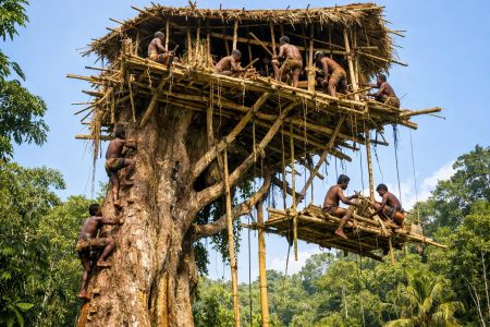 Πως η φυλή Κοροβάι της Ινδονησίας ζει σε σπίτια χτισμένα στις κορυφές των δέντρων