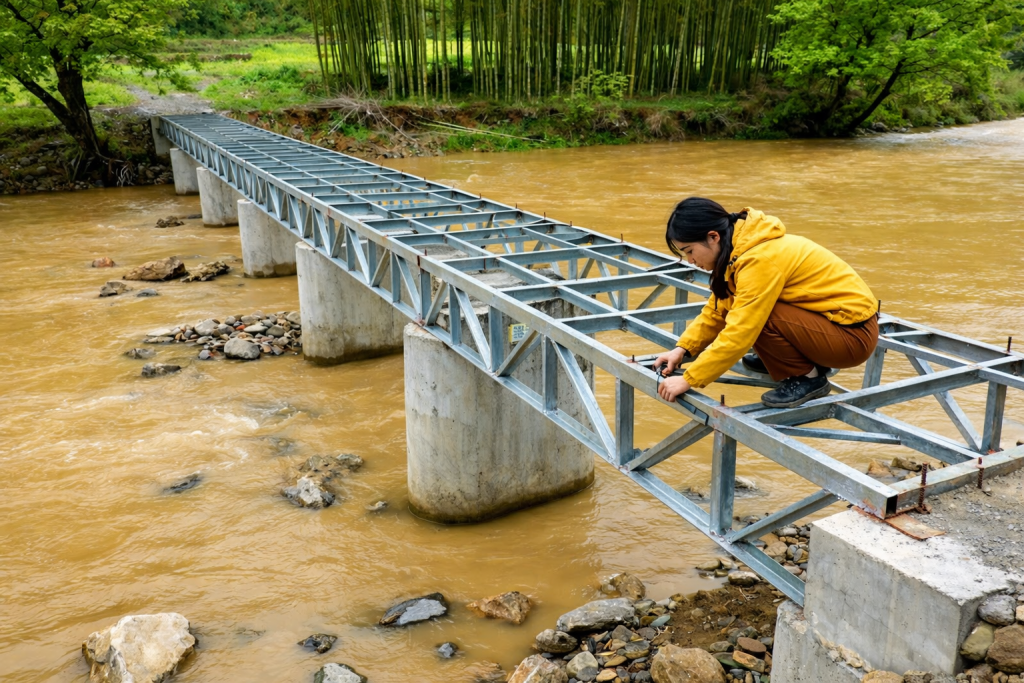 Η προσπάθεια μιας νεαρής κοπέλας να κατασκευάσει μια γέφυρα με παραδοσιακές μεθόδους