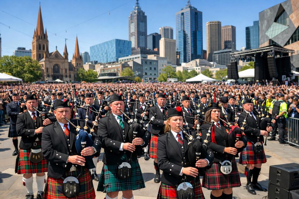 Μελβούρνη: 374 μουσικοί έπαιξαν γκάιντα το τραγούδι των AC/DC και κατέρριψαν το παγκόσμιο ρεκόρ